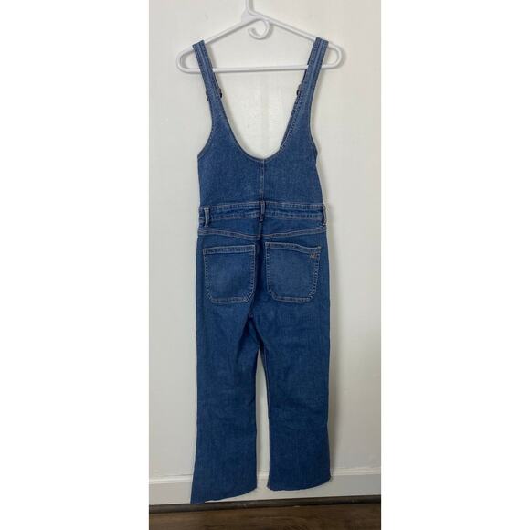 Women AEO American Eagle Flare Overalls cotton denim jean full-length, 8-long - Picture 4 of 6